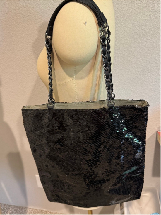 R&Em Handbags - Women's R&Em Black Sequin shoulder Tote Bag One Size